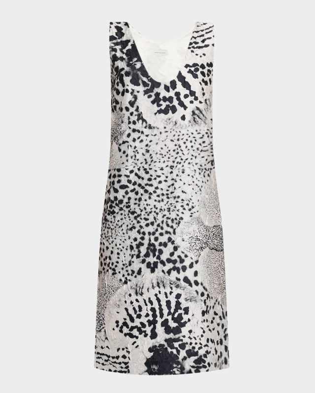Debis Orchid-Print Crinkle Shift Dress
